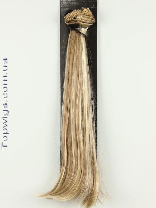 Матові термо волосся з заколками кліпсами Original, треси 8 пасм, колір 16H613 блондин мелірування, фото 1