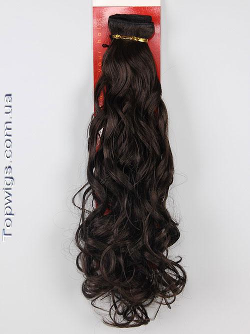 Одиночна широка густа пасмо волосся на заколках-кліпсах, треси колір 6 шоколад, фото 1