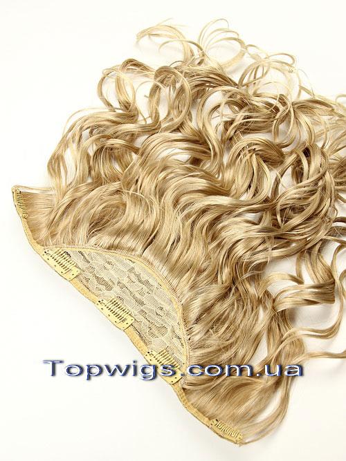 Одиночна широка густа пасмо волосся на заколках-кліпсах, треси колір 24BT613 блондин мелірування, фото 1