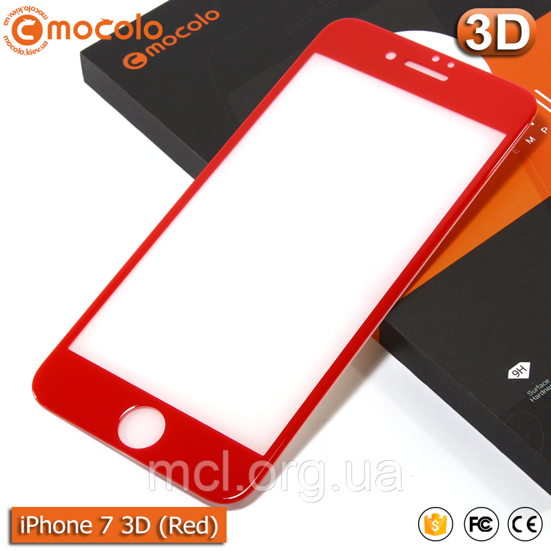 Захисне скло Mocolo iPhone 7 (Red) 3D, фото 1