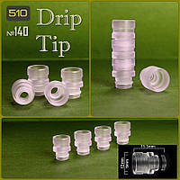 № 140 Drip Tip 510 shorty Wide Bore. Дрип тип прозрачный.