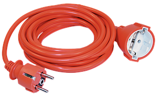 Шнур КШ-01РВ жовтогар. з круглою вилкою та розеткою 2P+PE 3х1,0/10метрів IEK