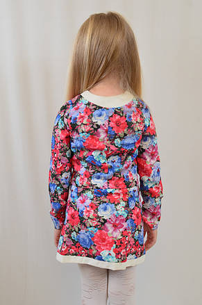 Костюм двійка для дівчинки з високоякісної тканини стрейч коттон тканини в квіточку, фото 3