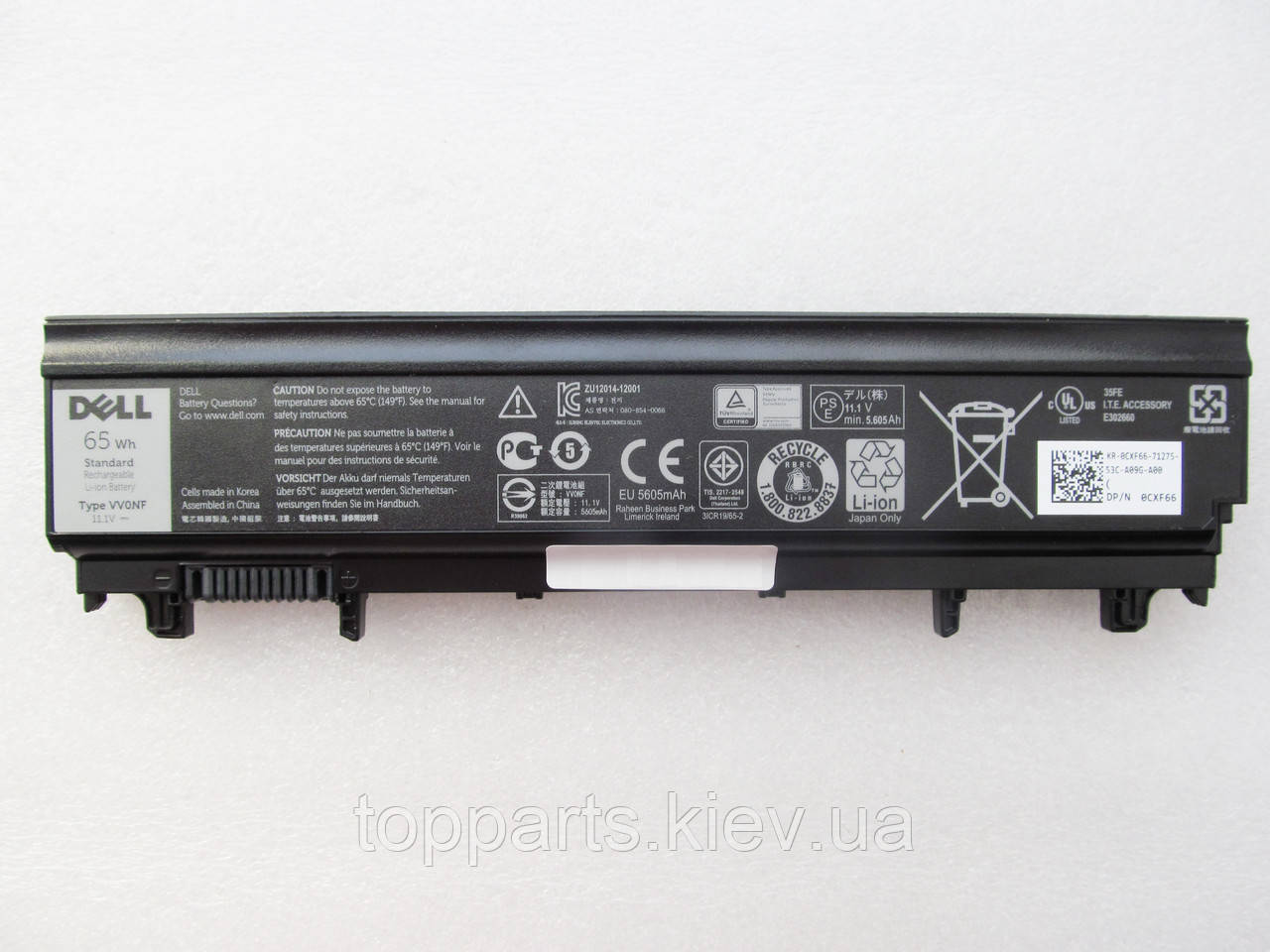 Батарея для ноутбука Dell Latitude E5440 VV0NF, 5605mAh (65Wh), 6cell, 11.1V, Li-ion, чорна, ОРИГІНАЛЬНА