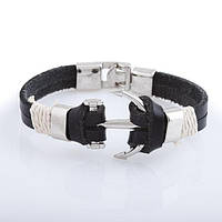 Шкіряний чоловічий браслет якір