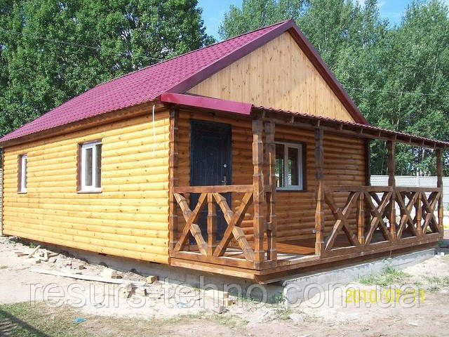 Модульні будинки дерев'яні дачні 8 м х 6 м із блокхаусу з терассою