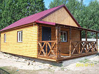 Домики деревянные дачные 8м х 6м из блокхауса с террассой