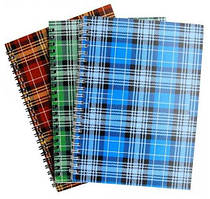 Зошит А5 на спіралі 48 аркушів, "шотландка", клітинка