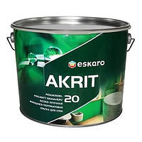 Краска Эскаро Акрит 20 особо прочная моющаяся полуматовая для стен в ведре по 9.5 литра