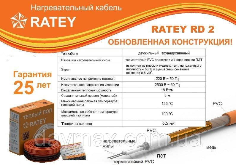 Теплый пол электрический, двужильный RATEY RD2 975 Вт - фото 4 - id-p520035152