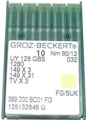 Голка Groz-Beckert UY128GBS, 1280, 149x3 FG трикотажна для розпошилок 10 шт./пач.