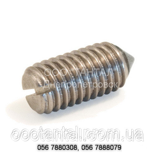 Гвинт установлювальний із конічним кінцем із прямим шліцом ГОСТ 1476-93, ГОСТ Р 50383-92, DIN 553, ISO 7434, фото 1