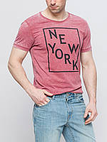 Чоловіча футболка LC Waikiki рожевого кольору з написом на грудях New York