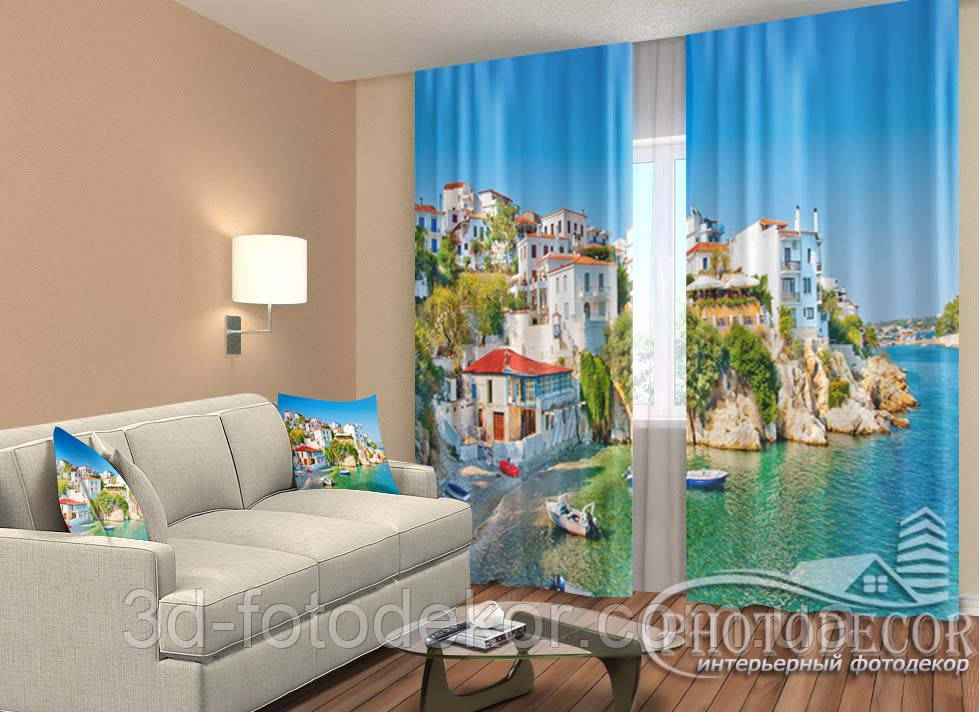 Фото Штори "Місто біля моря" 2,5м*2,9м (2 половинки по 1,45 м), тасьма