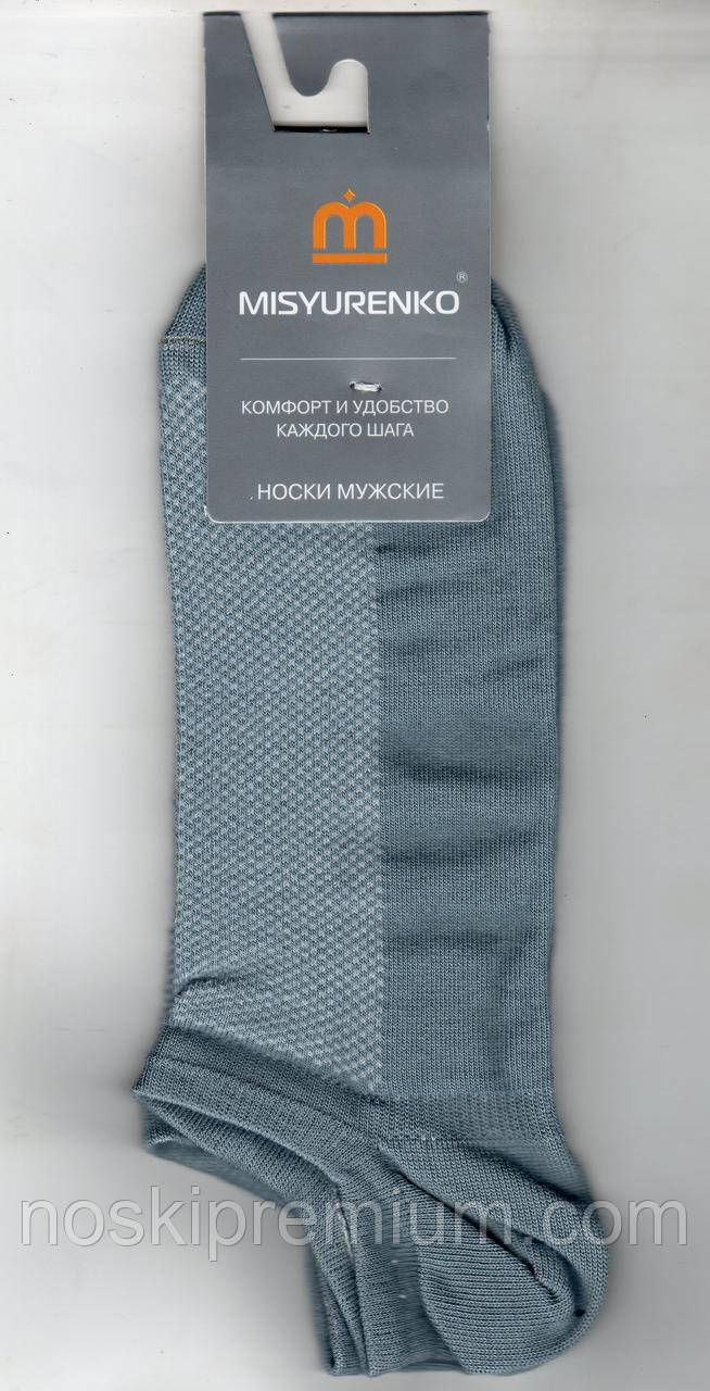 Шкарпетки чоловічі х/б з сіткою Місюренко, М11В113П, 25 розмір, короткі, світло-сірі, 02281