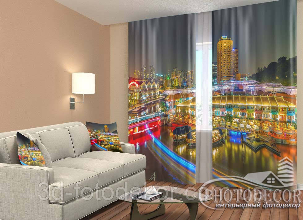Фото Штори "Життя в нічному місті" 2,5м*2,6м (2 полотна по 1,30м), тасьма