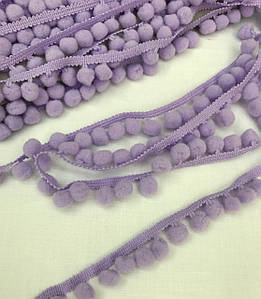 Тасьма з помпонами бузкова 10 мм