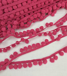 Тасьма з помпонами малинова 10 мм