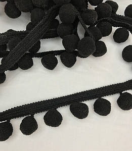 Тасьма з помпонами чорна 20 мм