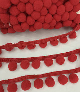 Тасьма з помпонами червона 20 мм