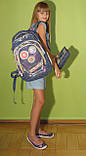 Рюкзак шкільний для ДІВЧАТОК, GB1769P, джинсова тканина, розмір - 18" 44х27х13(см) + великий пенал, фото 5