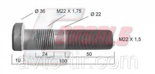 Болт М22х1,5x97x62 колеса BPW