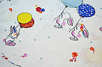 Польская хлопковая ткань "Кролики с шариками на белом"