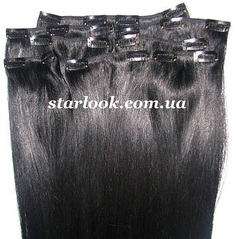 Набір натурального волосся на кліпсах 60 см відтінок No1 160 грамів