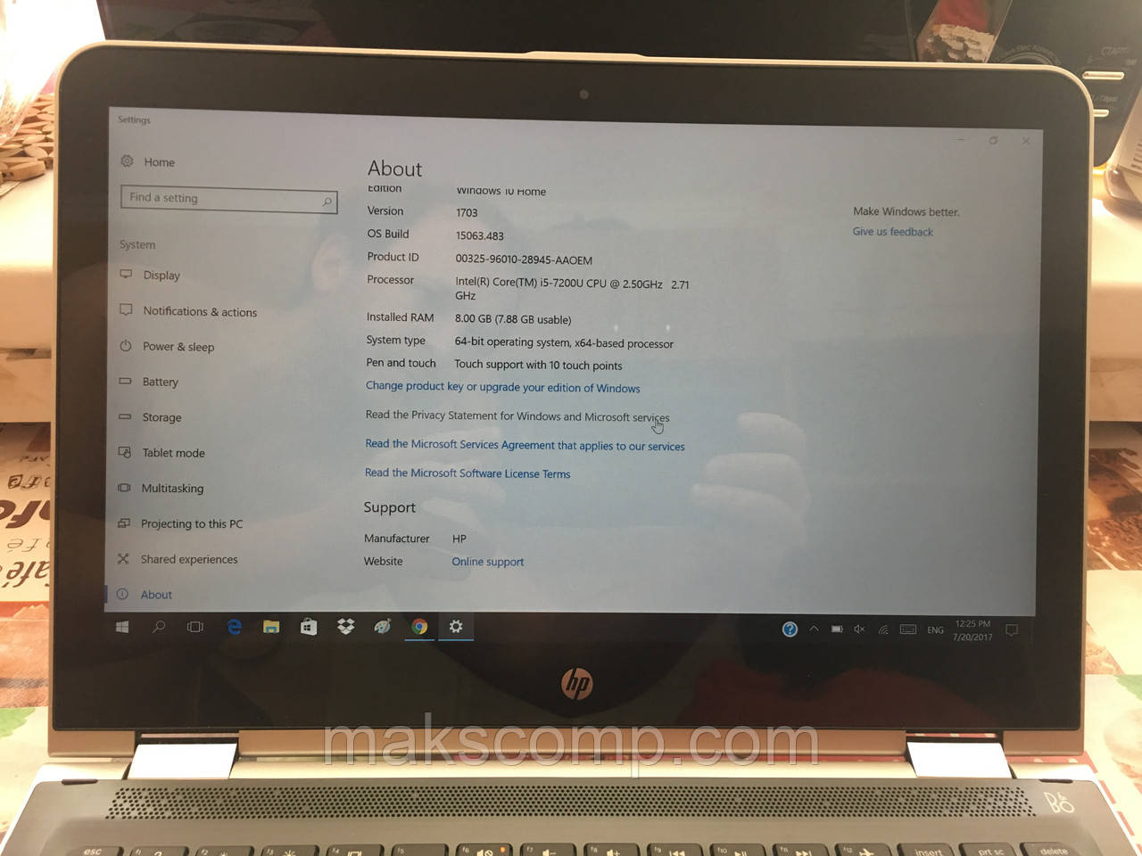 HP 13-u138ca i5 7200U 8Gb DDR4, 256Gb m.2 SSD