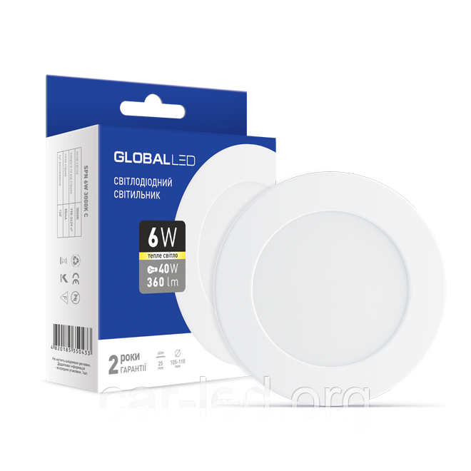 LED СВІТИЛЬНИК GLOBAL SPN 6W ТЕПЛЕ СВІТЛО (1-SPN-003)