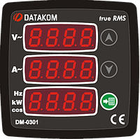 DATAKOM DM-0301 Мультиметр, 170-275V питание, 1 фаза, 72x72mm, 3 дисплея