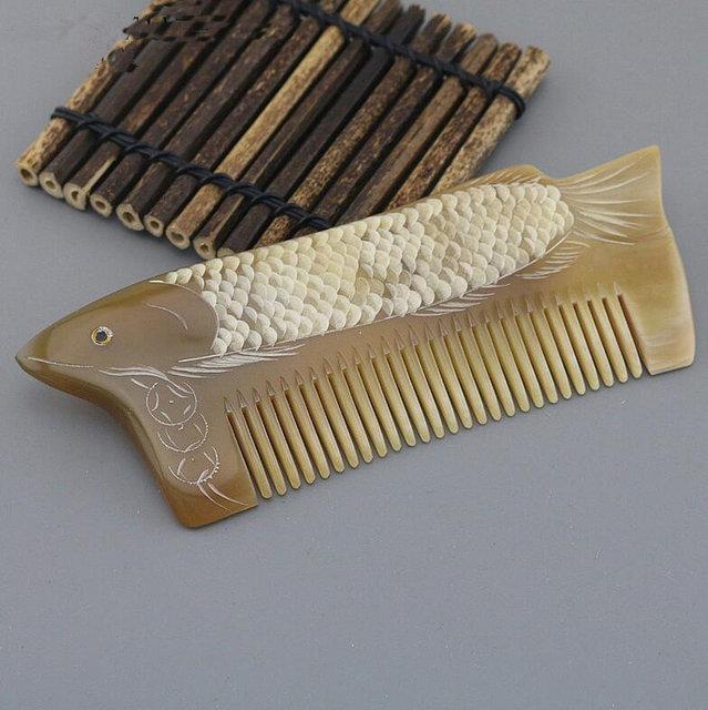 Гребінь натуральний з кістки для волосся Риба, фото 1