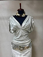 Футболка майка літня жіноча Balizza срібляста приталена ошатна