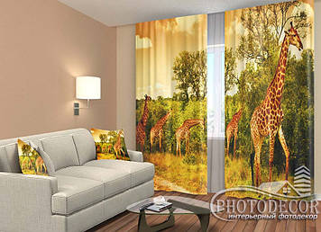 Фото Штори "Жирафи" 2,5 м*2,6 м (2 полотна по 1,30 м), тасьма