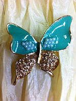 Жіноча брошка метелик висота 3,7 см колір бірюза