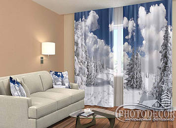 Фото Штори "Зима в лісі" 2,5 м*2,6 м (2 полотна по 1,30 м), тасьма