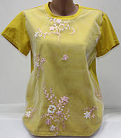 Модні футболки жіночі Футболка женская стильная желтая, с вышивкой