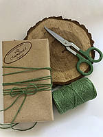 Кольоровий шпагат бавовна, нитка, вірьовка, декоративний шнур для упаковки, колір зелений