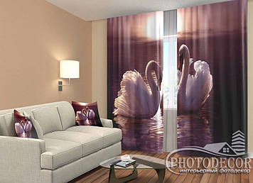 Фото Штори "Лебеді" 2,5м*2,6м (2 полотна по 1,30м), тасьма