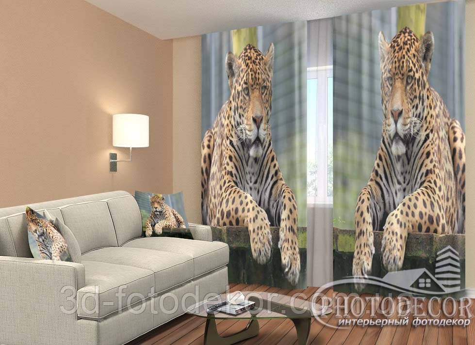 Фото Штори "Леопарди" 2,5м*2,9м (2 полотна по 1,45м), тасьма