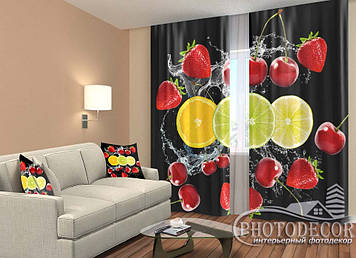 Фото Штори "Лимони та ягоди" 2,5м*2,9м (2 полотна по 1,45м), тасьма