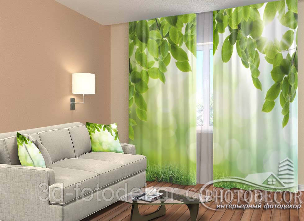 Фото Штори "Листва на солнце" 2,5м*2,6м (2 полотна по 1,30м), тесьма