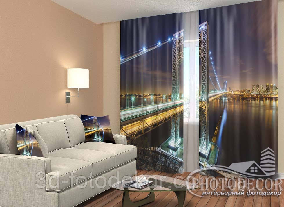 Фото Штори "Міст Дж. Вашингтона" 2,5м*2,6м (2 полотна по 1,30м), тасьма