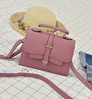 Маленькая женская сумочка клатч серая, мини сумка через плечо из эко кожи Тёмно-розовый
