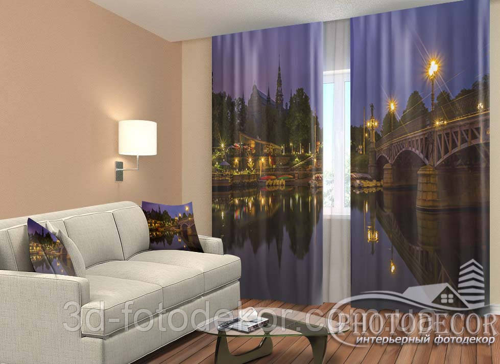 Фото Штори "Набережна Стокгольма" 2,5м*2,9м (2 полотна по 1,45м), тасьма, фото 1