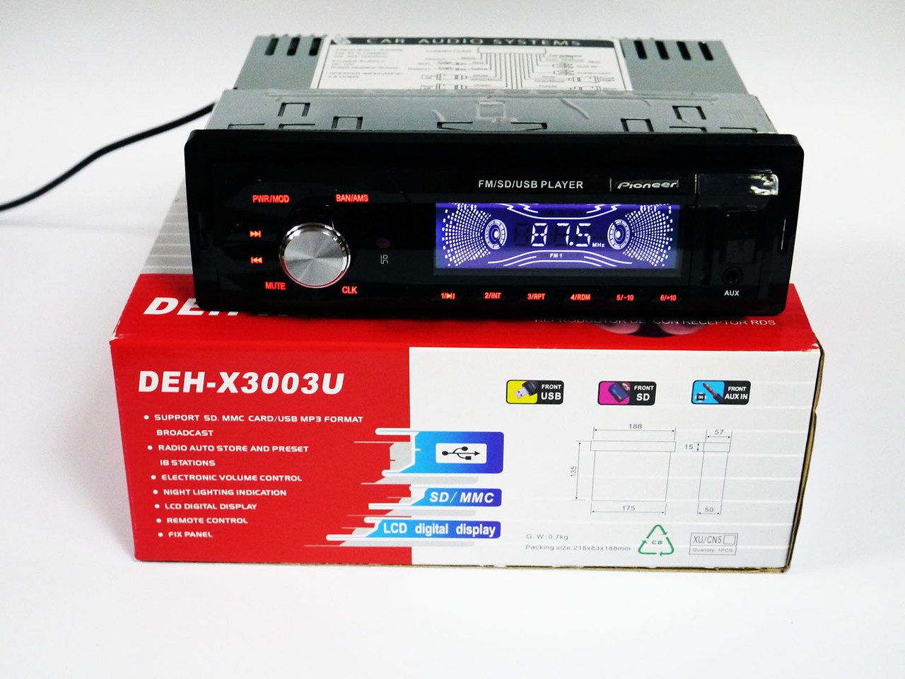 Автомагнітола DEH-X3003U — USB+SD+FM+AUX, фото 1