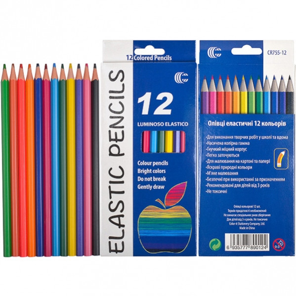 Набор цветных эластичных карандашей LUMINOSO ELASTICO 12 цветов Колорит - фото 1 - id-p563406550
