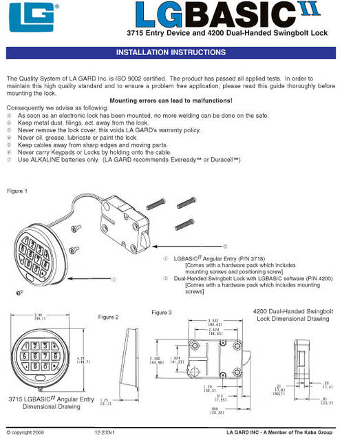Замок сейфовый La Gard 4200 (США) купить по выгодной цене в