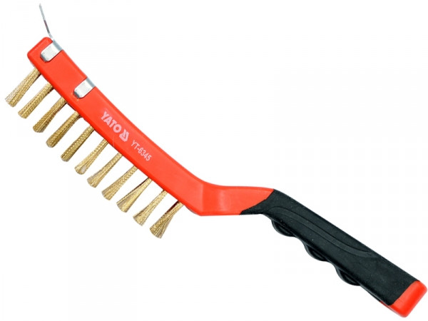 Щітка 4-рядна латунна зі скребком пластикова ручка YATO 290 мм YT-6345