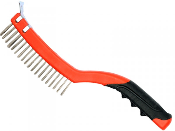 Щітка 3-рядна зі шкребком із неіржавкого дроту з пластиковою ручкою YATO, 340 мм